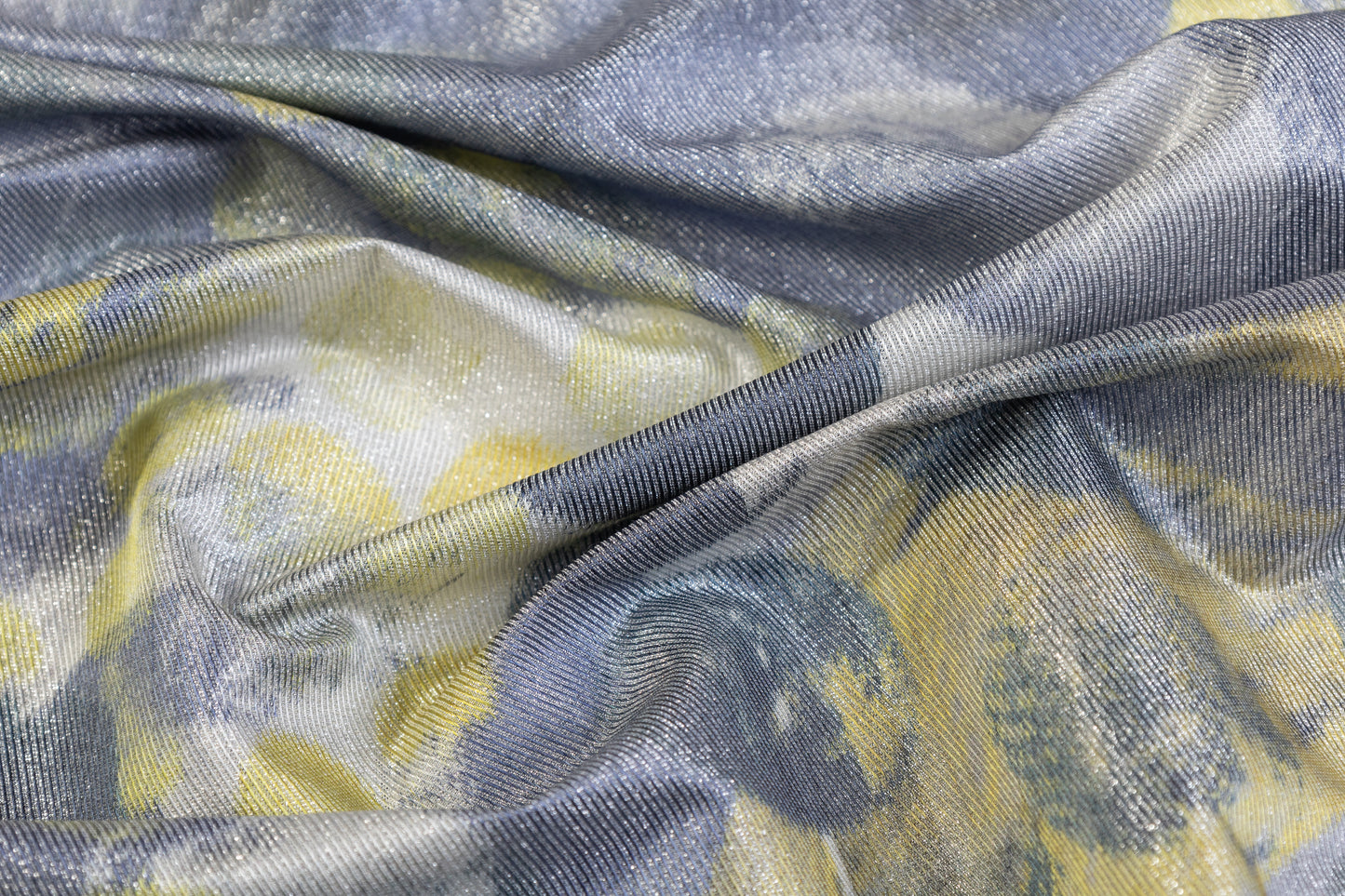 Abstract Metallic Italian Brocade - Yellow / Silver / Gray