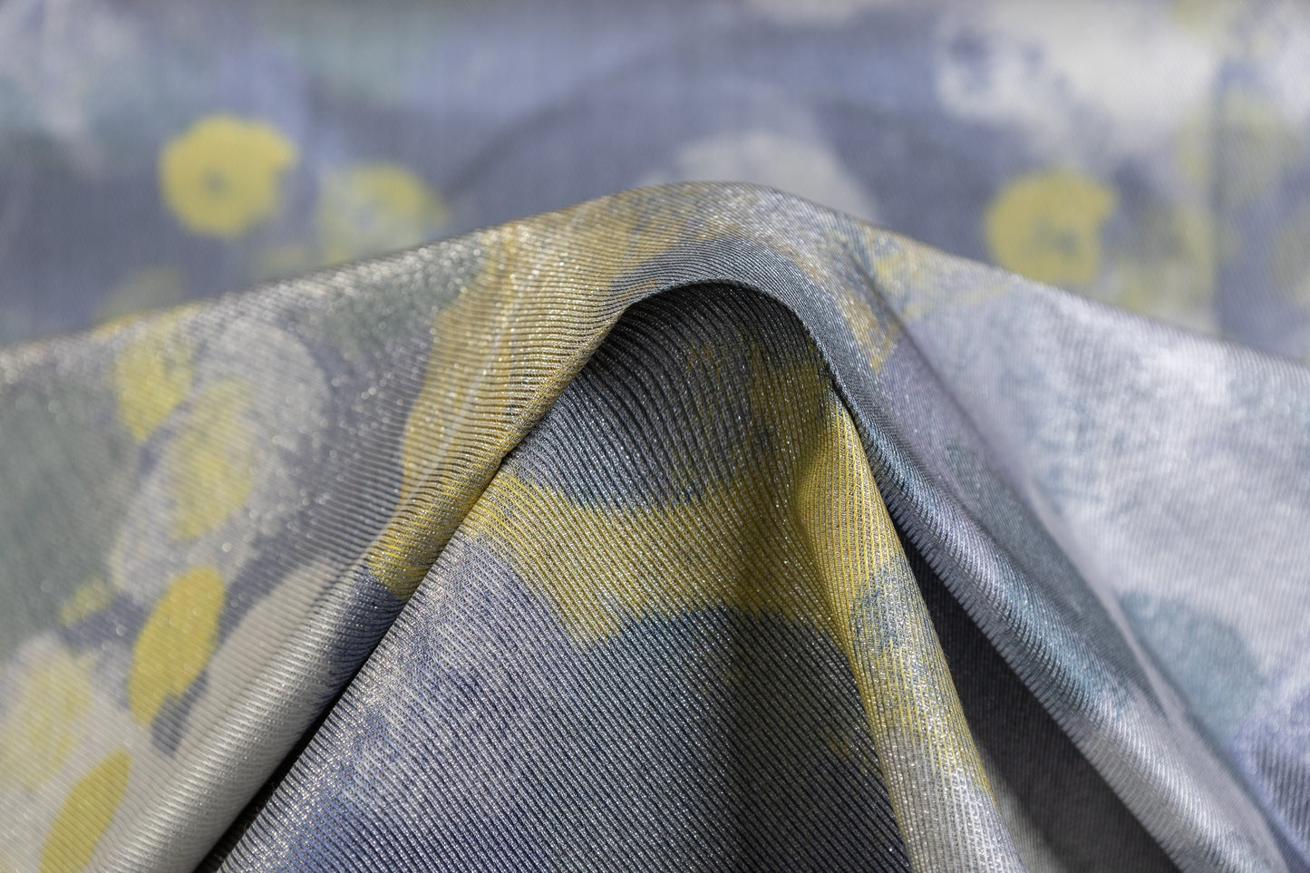 Abstract Metallic Italian Brocade - Yellow / Silver / Gray