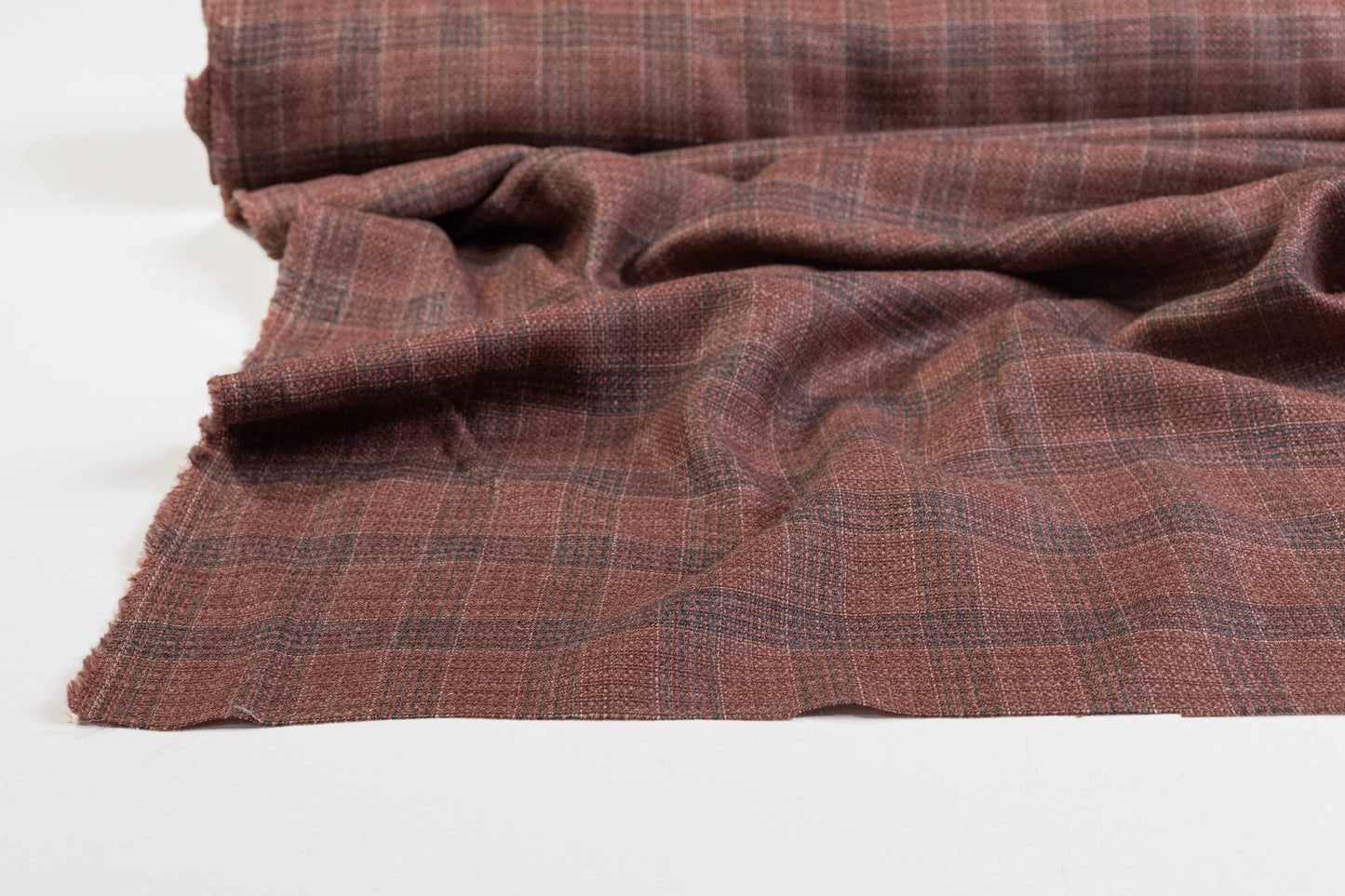 Checked Italian Raw Silk Suiting - Brown / Gray