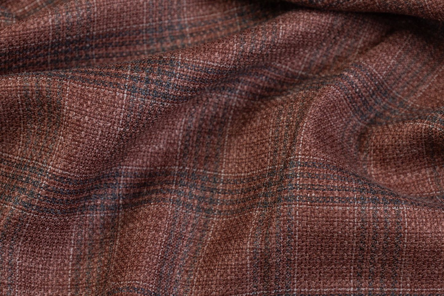 Checked Italian Raw Silk Suiting - Brown / Gray