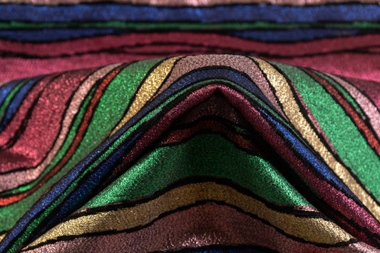 Metallic Italian Silk Blend Chenille Brocade - Multicolor