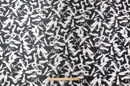 Double Faced Abstract Italian Brocade - Black / Off White