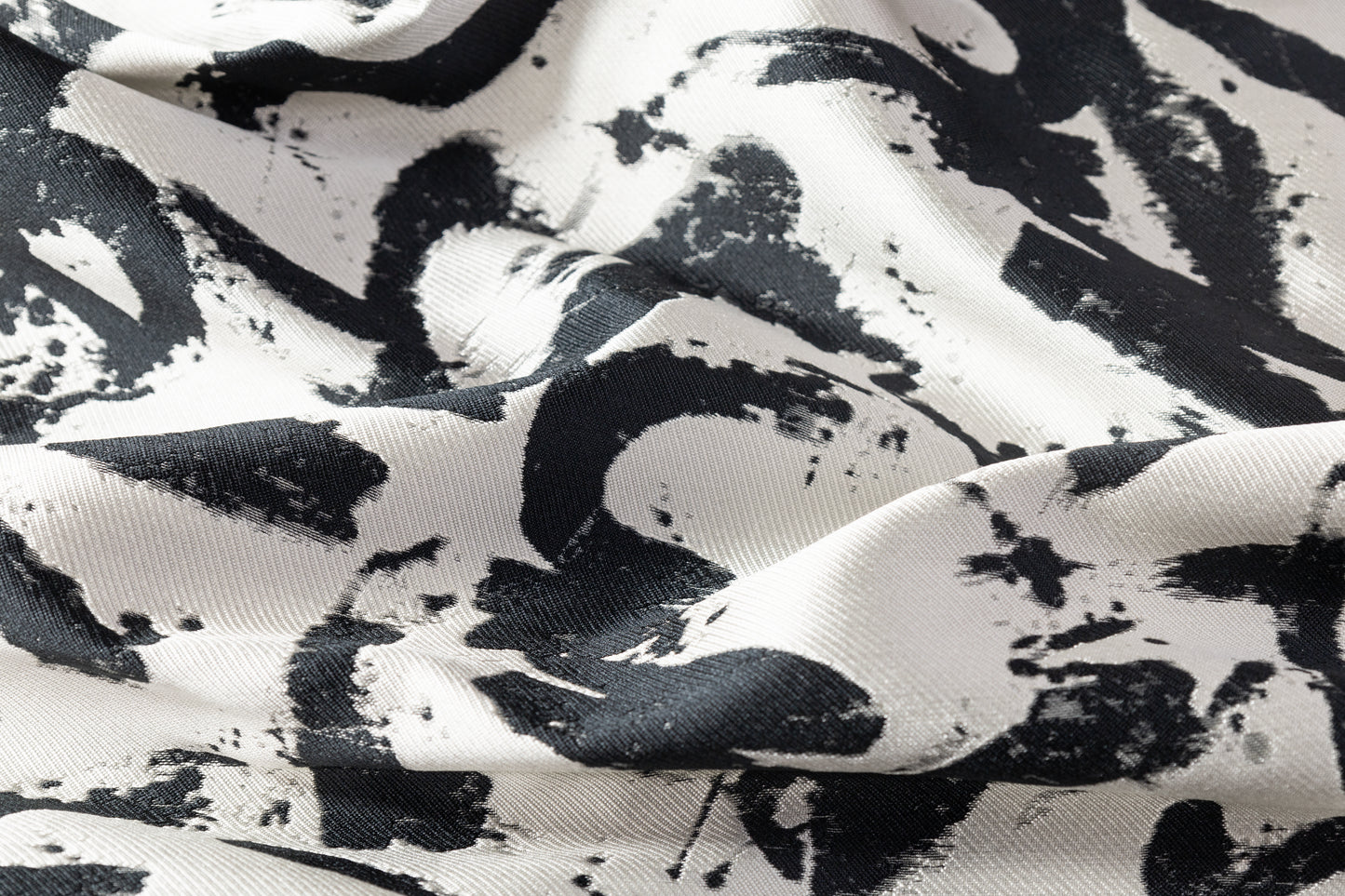 Double Faced Abstract Italian Brocade - Black / Off White