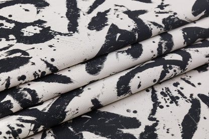 Double Faced Abstract Italian Brocade - Black / Off White