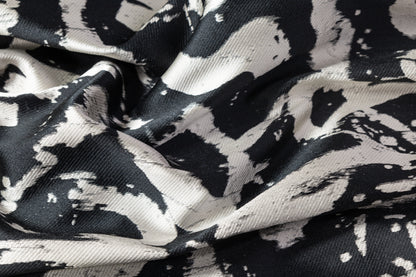 Double Faced Abstract Italian Brocade - Black / Off White