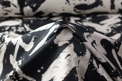 Double Faced Abstract Italian Brocade - Black / Off White