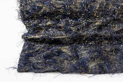 Fringed Metallic Italian Jacquard - Navy / Gold / Black