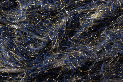 Fringed Metallic Italian Jacquard - Navy / Gold / Black