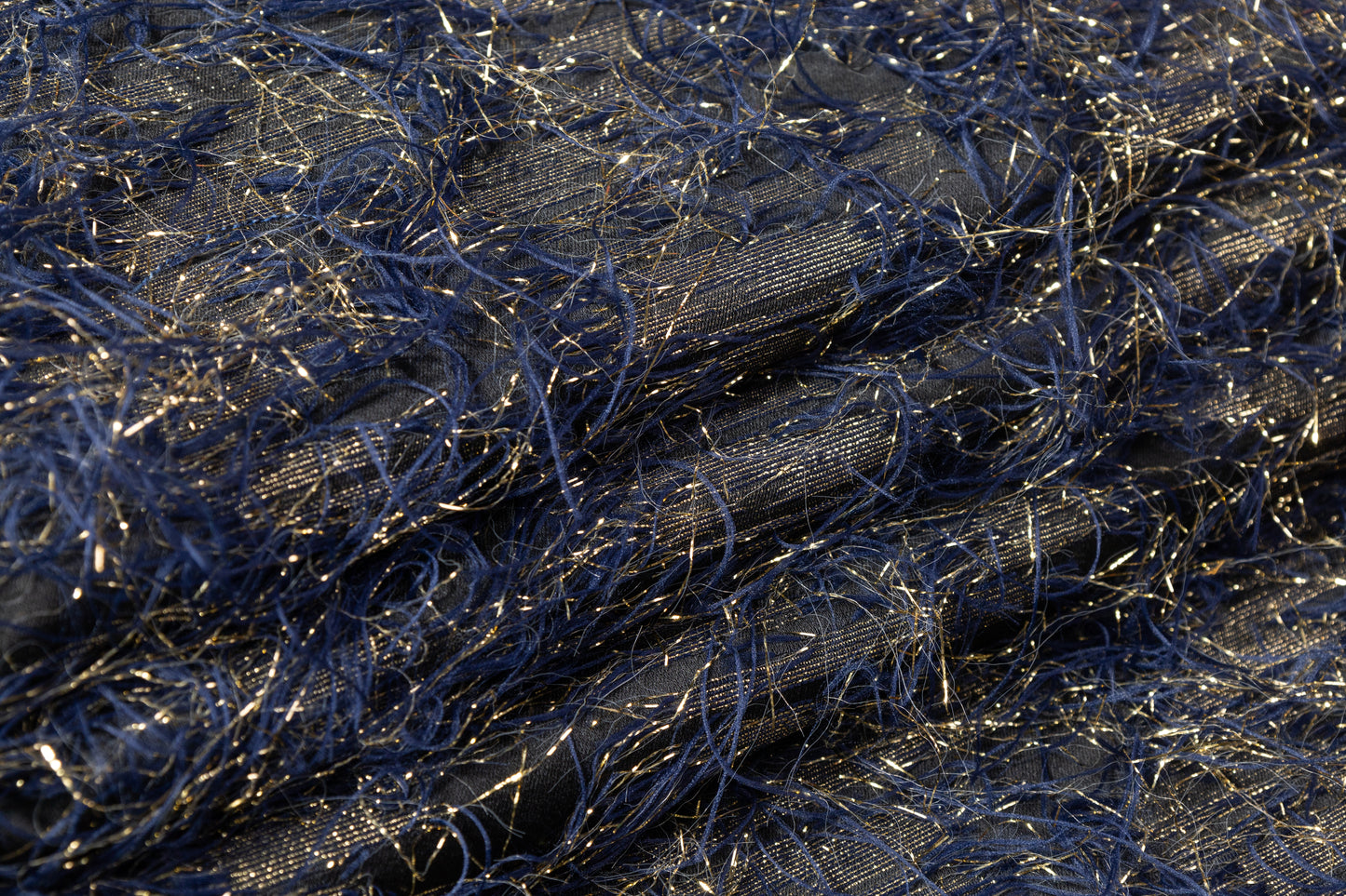 Fringed Metallic Italian Jacquard - Navy / Gold / Black