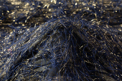 Fringed Metallic Italian Jacquard - Navy / Gold / Black