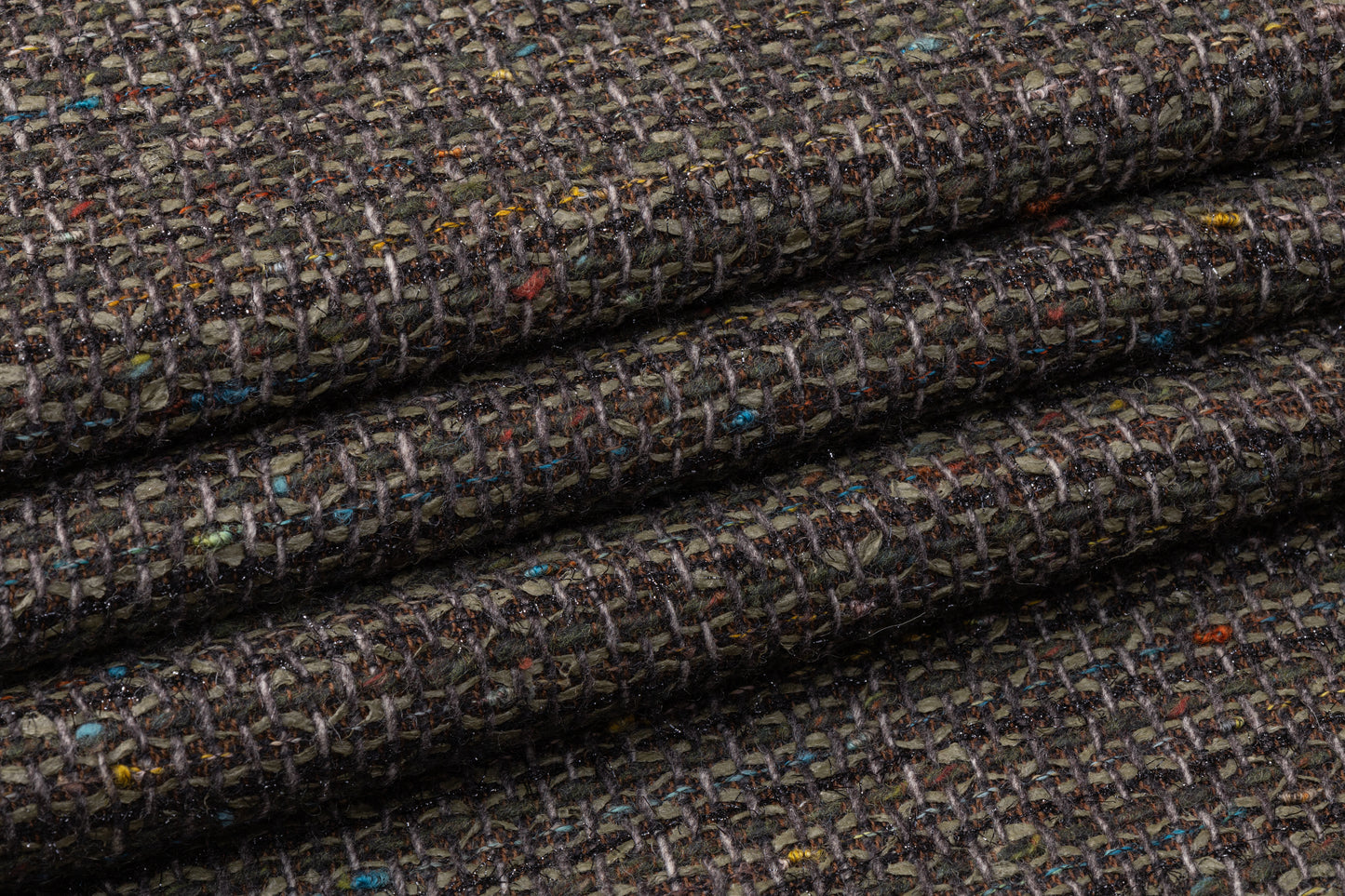 Metallic Cotton Wool Tweed - Green / Black