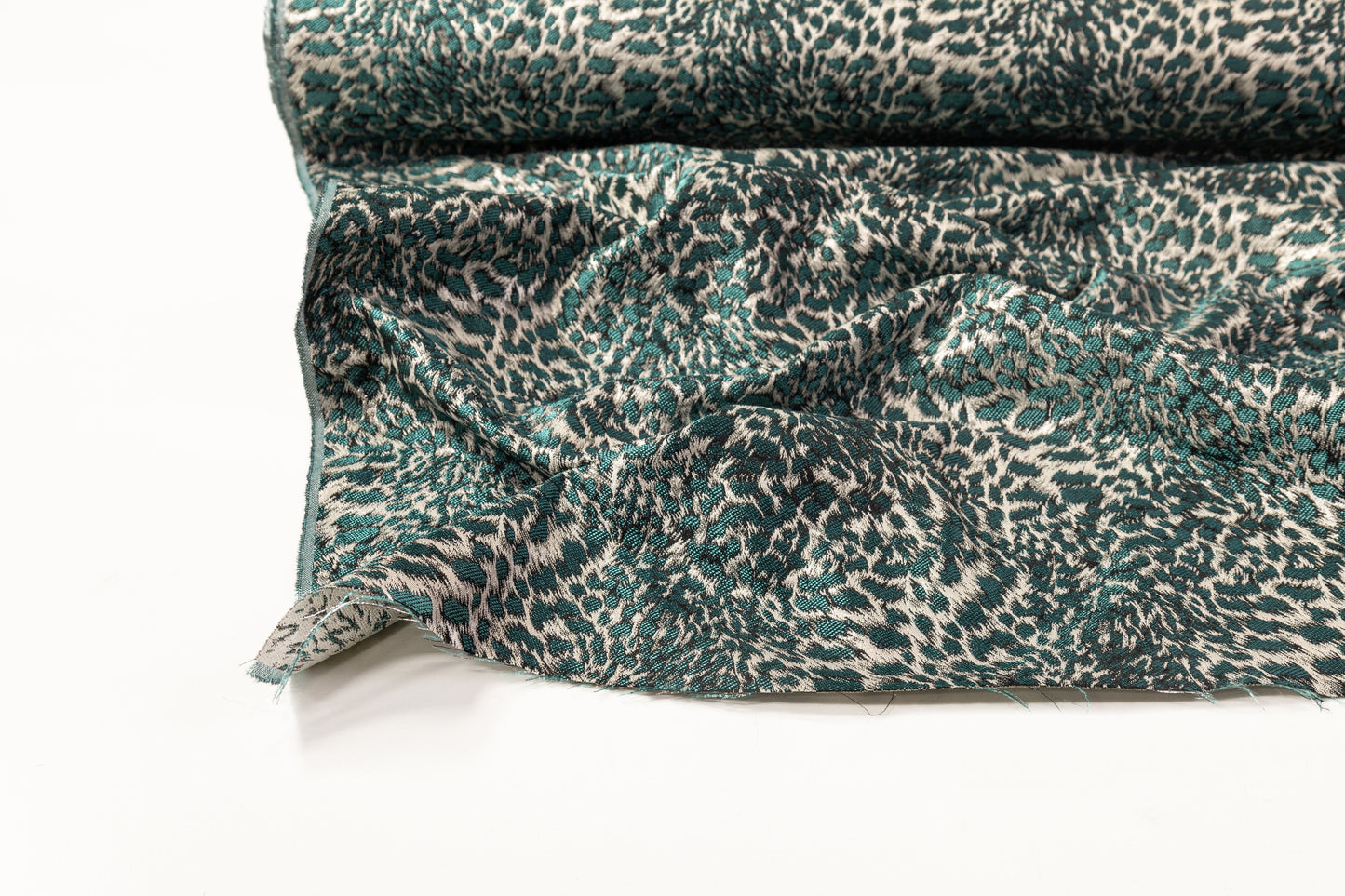 Metallic Cheetah Italian Brocade - Teal Blue