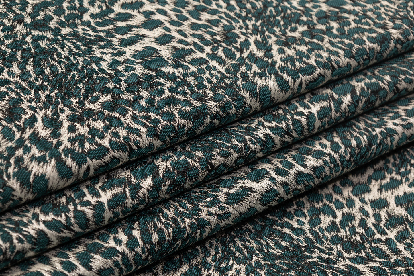 Metallic Cheetah Italian Brocade - Teal Blue