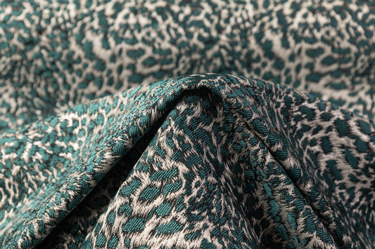 Metallic Cheetah Italian Brocade - Teal Blue