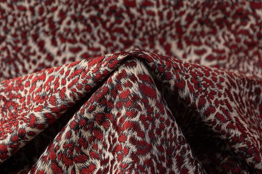 Metallic Cheetah Italian Brocade - Red