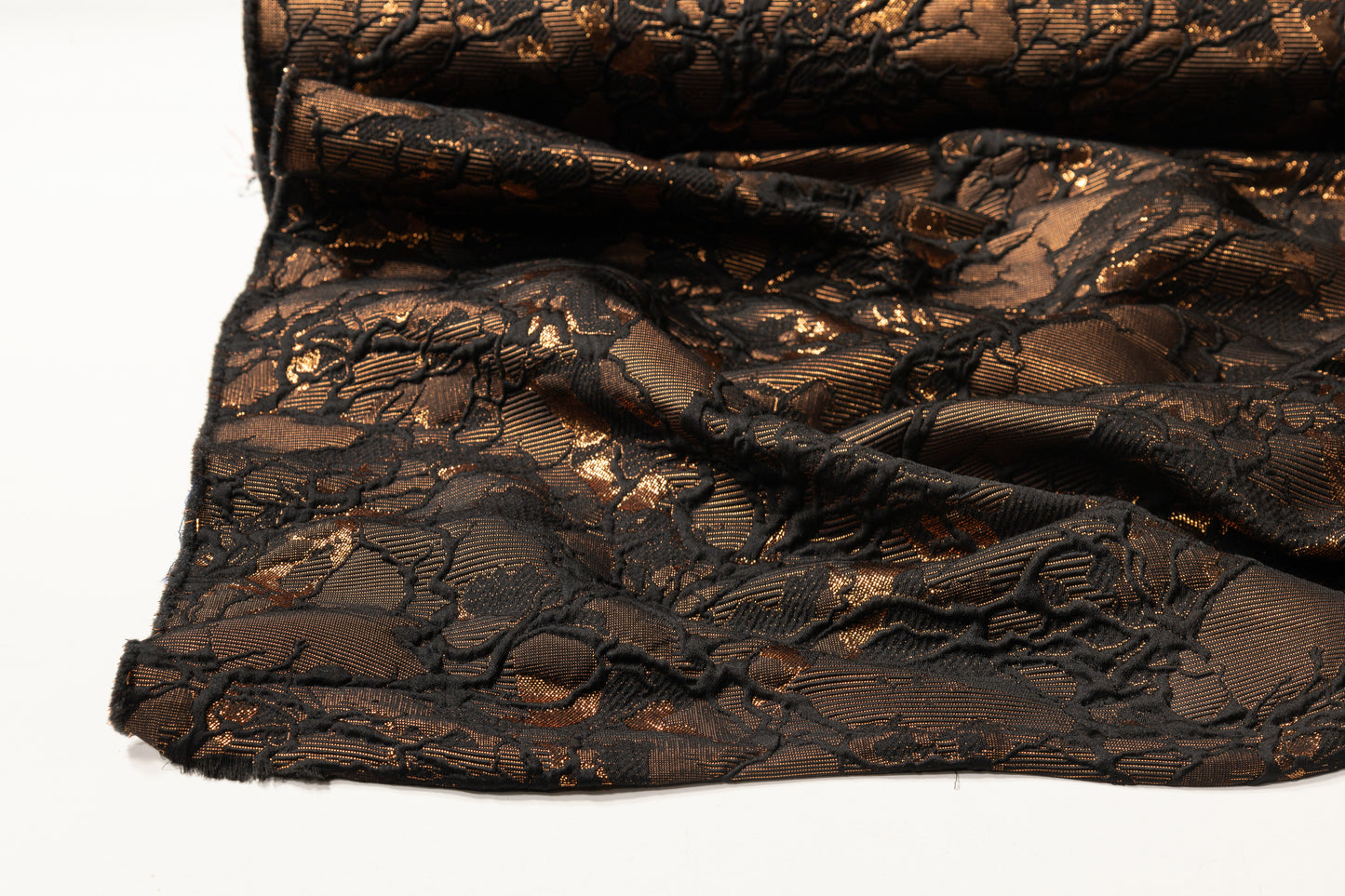 Abstract Metallic Italian Cloqué Brocade - Black / Gold