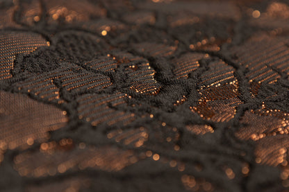 Abstract Metallic Italian Cloqué Brocade - Black / Gold