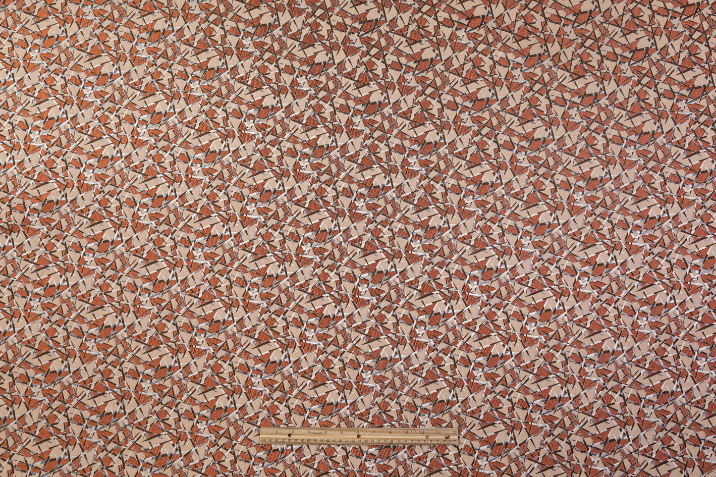 Geometric Metallic Italian Brocade - Rust