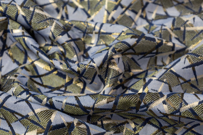 Geometric Metallic Italian Brocade - Blue / Green