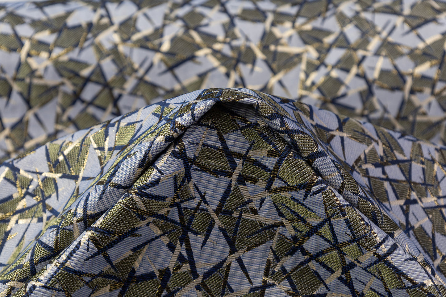 Geometric Metallic Italian Brocade - Blue / Green