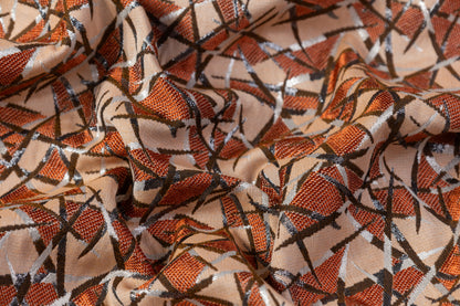 Geometric Metallic Italian Brocade - Rust