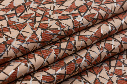 Geometric Metallic Italian Brocade - Rust