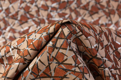 Geometric Metallic Italian Brocade - Rust