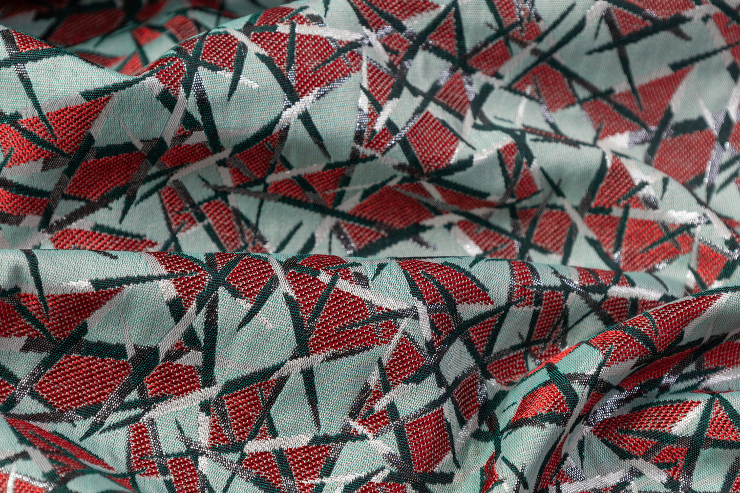 Geometric Metallic Italian Brocade - Watermelon