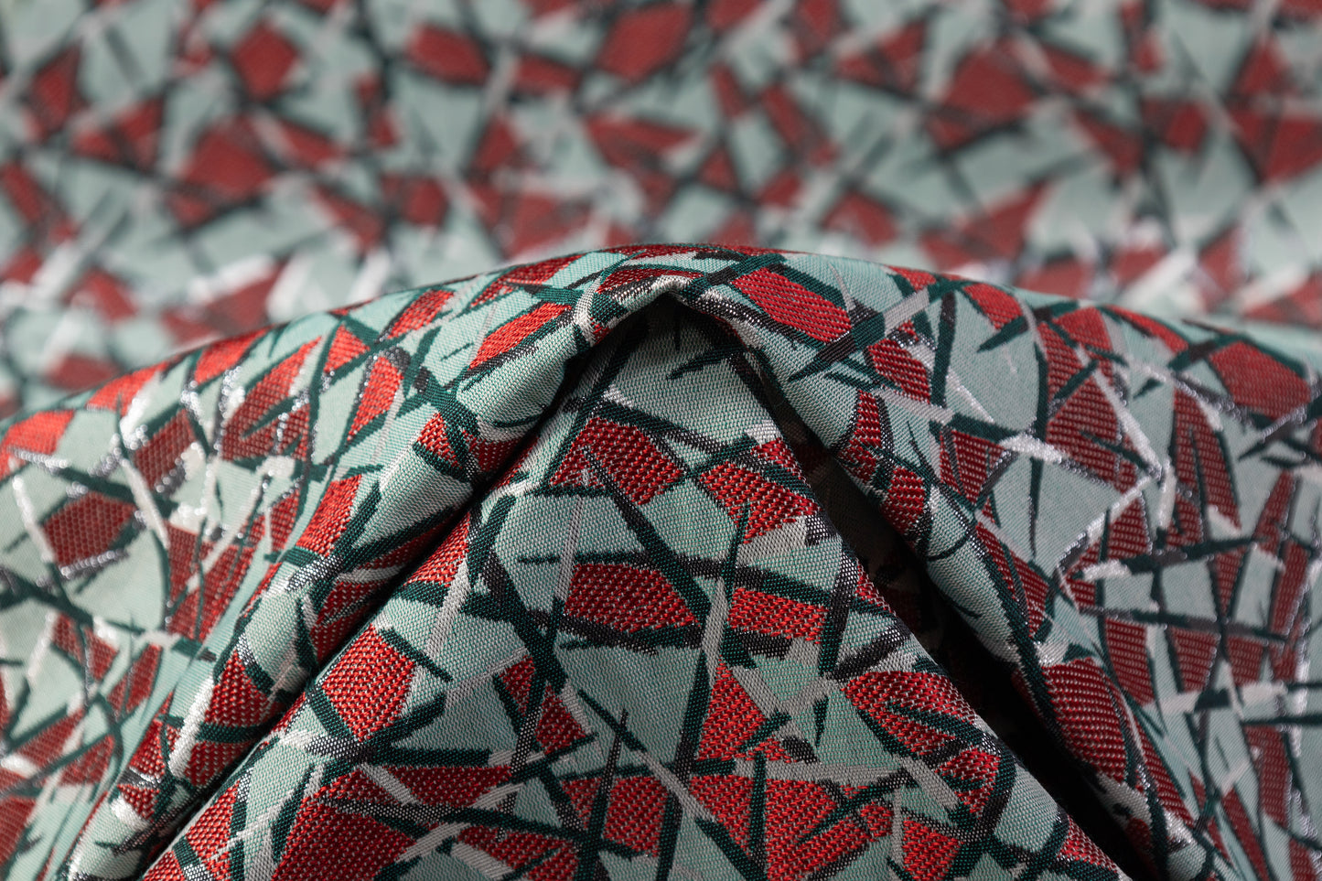 Geometric Metallic Italian Brocade - Watermelon