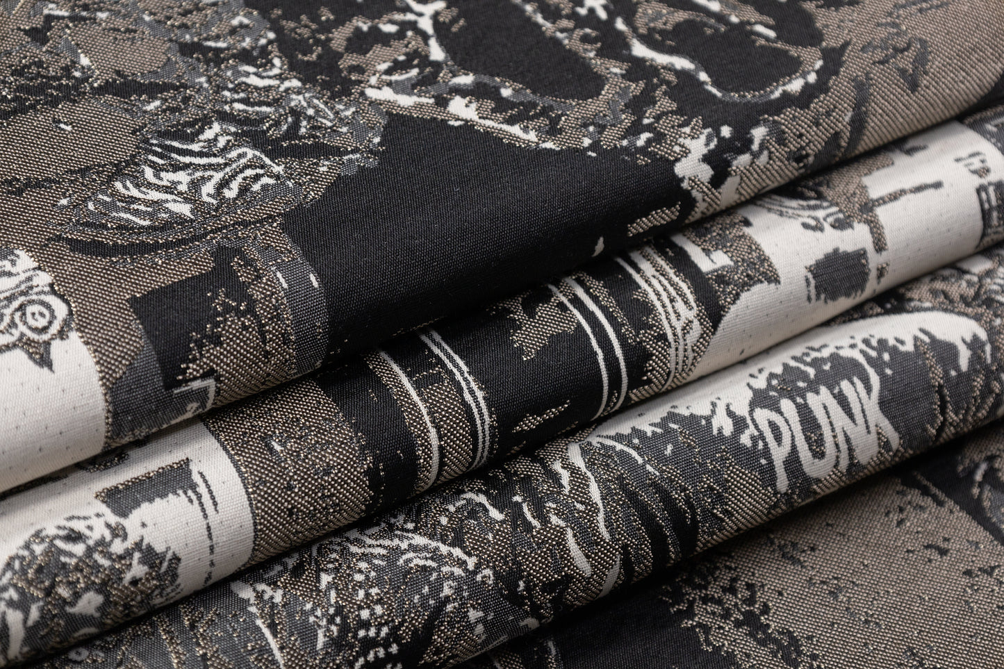 "Punk is Freedom" - Italian Brocade Panel - Black / Taupe