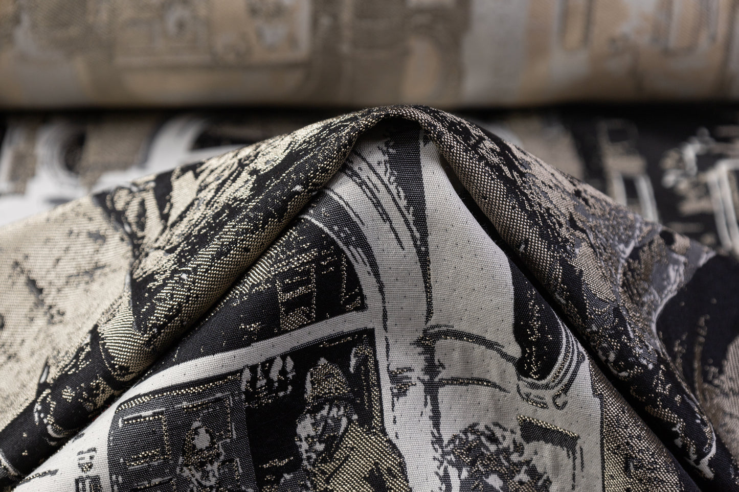 "Punk is Freedom" - Italian Brocade Panel - Black / Taupe