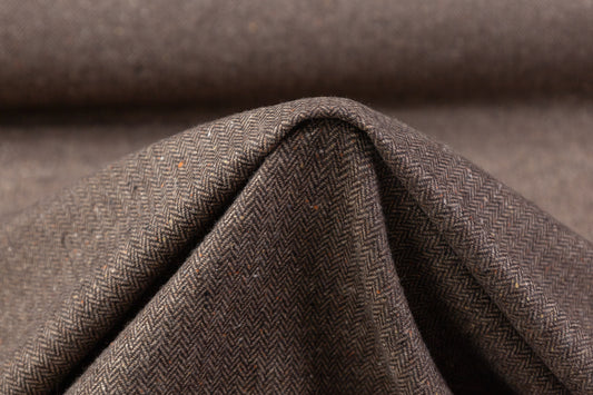 Herringbone Italian Wool Suiting - Brown