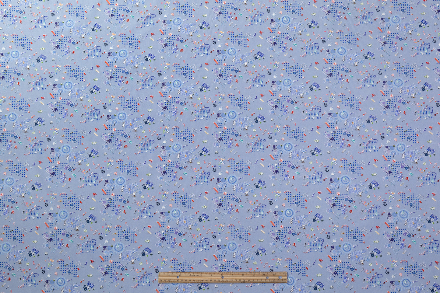 Doodle Printed Italian Cotton - Blue