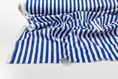 Striped Viscose Twill - Blue / White