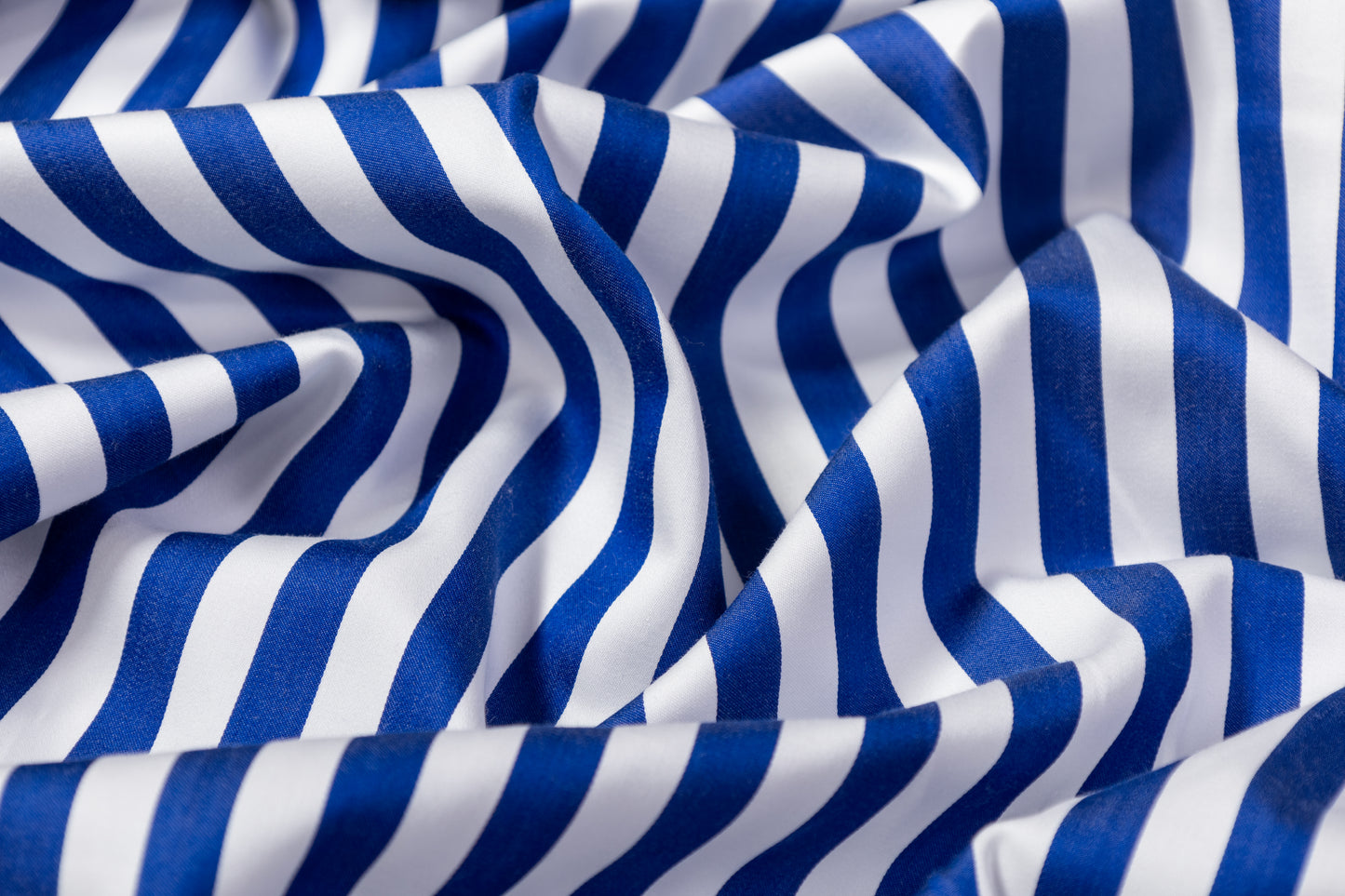 Striped Viscose Twill - Blue / White