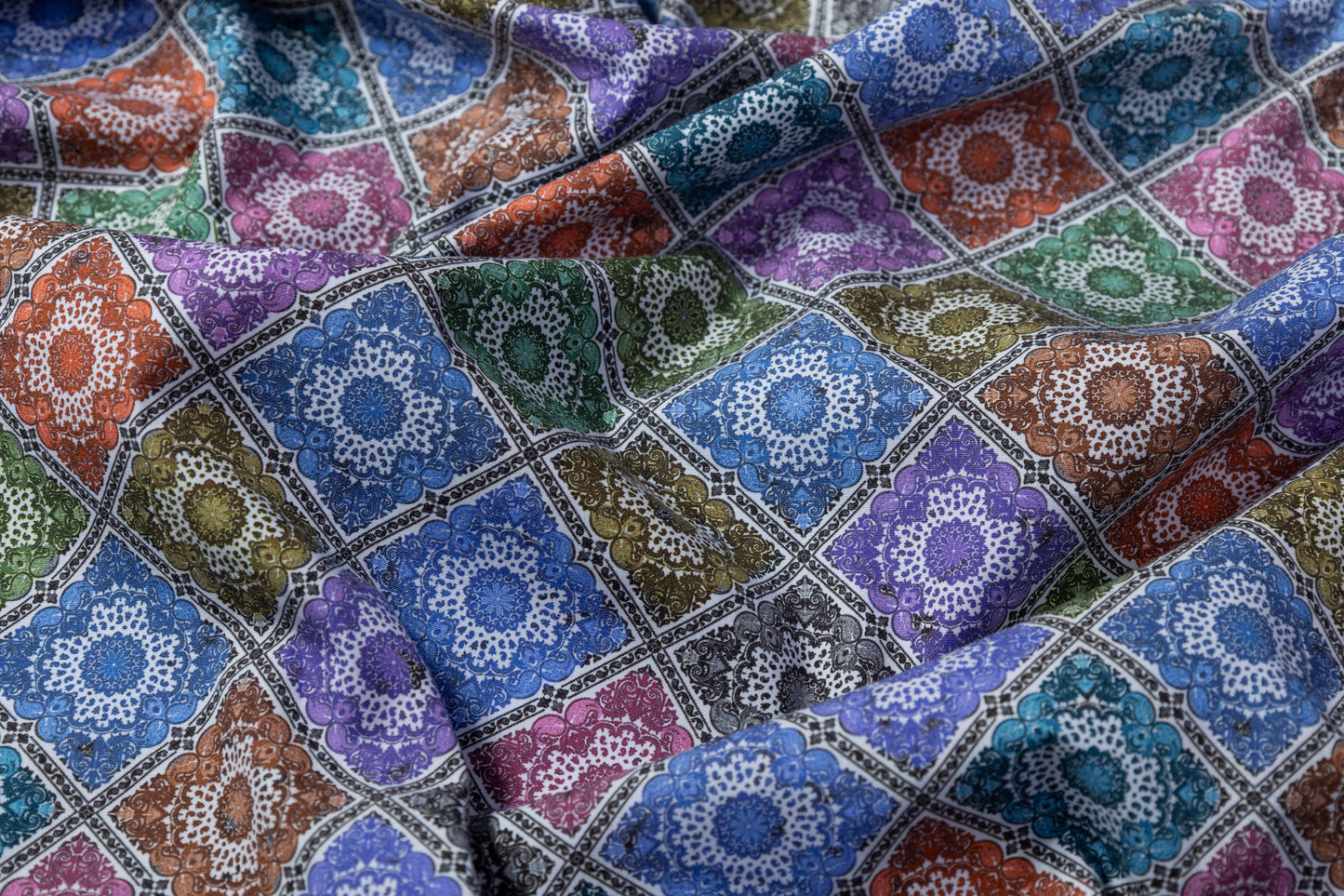 Tile Printed Italian Cotton - Multicolor