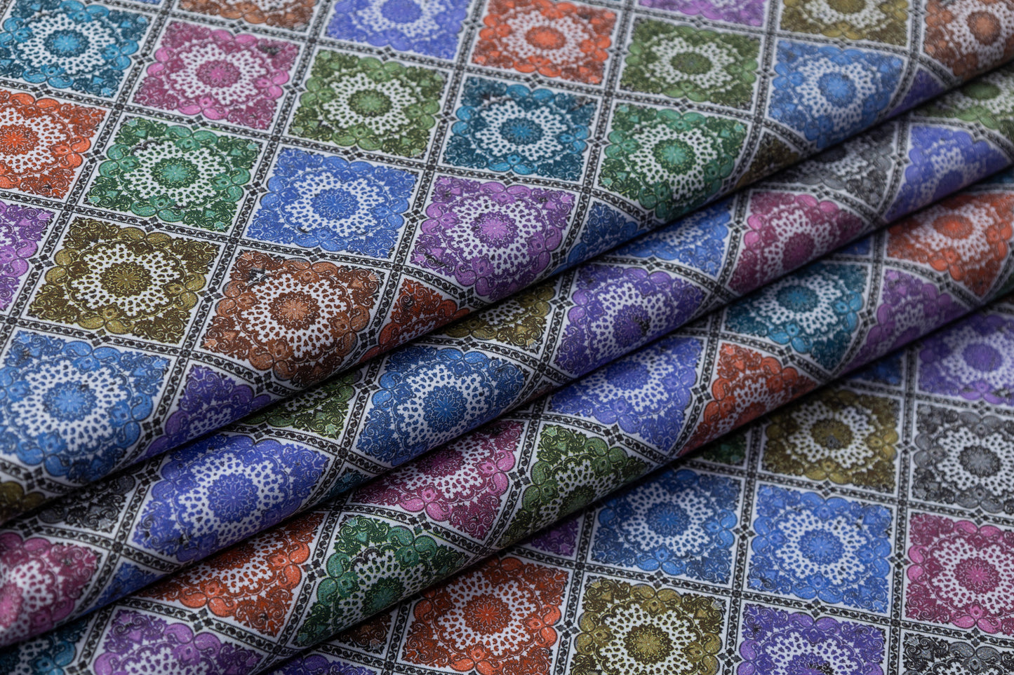 Tile Printed Italian Cotton - Multicolor