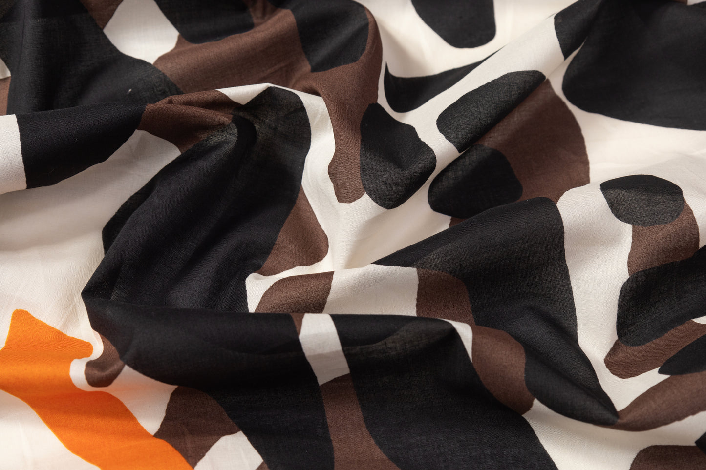 Abstract Italian Cotton Voile - Brown / Orange / Black / Off White