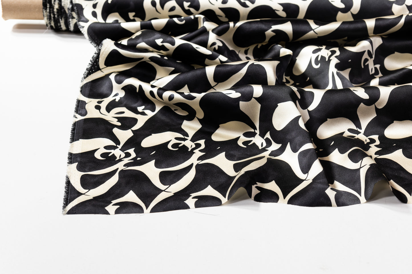 Abstract Silk Crepe Back Satin - Black / Ivory