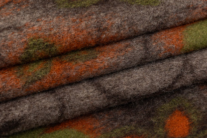 Floral Boiled Wool - Gray / Orange / Green