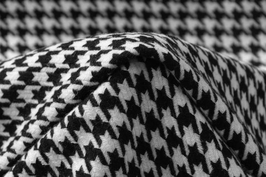 Houndstooth Italian Wool Nylon Coating - Black / White