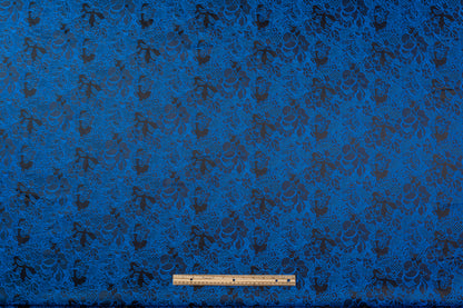 Floral Brocade - Royal Blue / Black