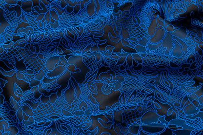 Floral Brocade - Royal Blue / Black