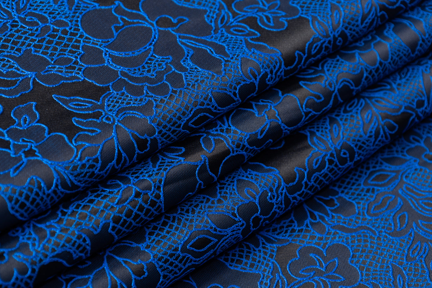 Floral Brocade - Royal Blue / Black