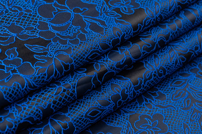 Floral Brocade - Royal Blue / Black