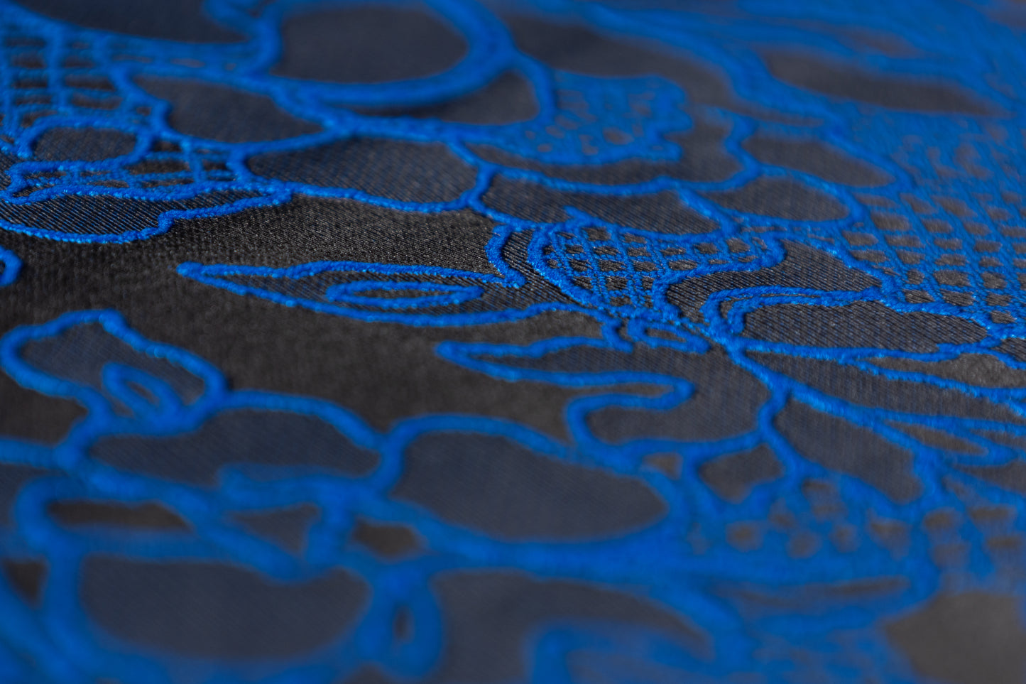 Floral Brocade - Royal Blue / Black