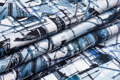 Industrial Printed Italian Cotton - Blue / White