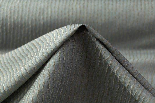 Striped Metallic Silk Wool Blend Jacquard - Green / Taupe