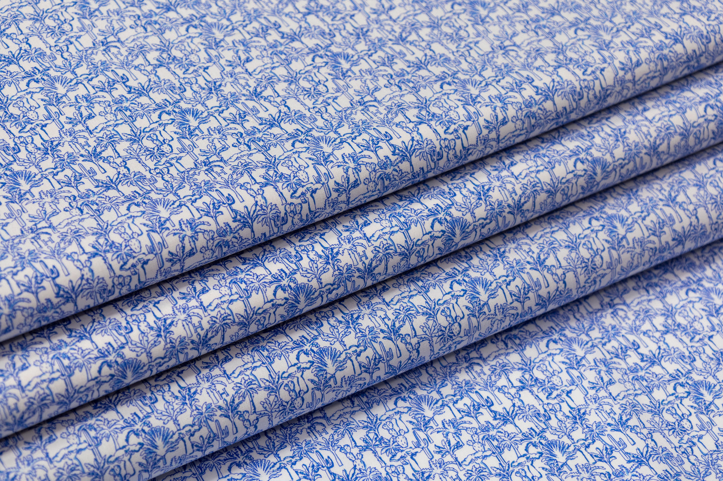 Cactus Grove Printed Italian Cotton - Blue / White