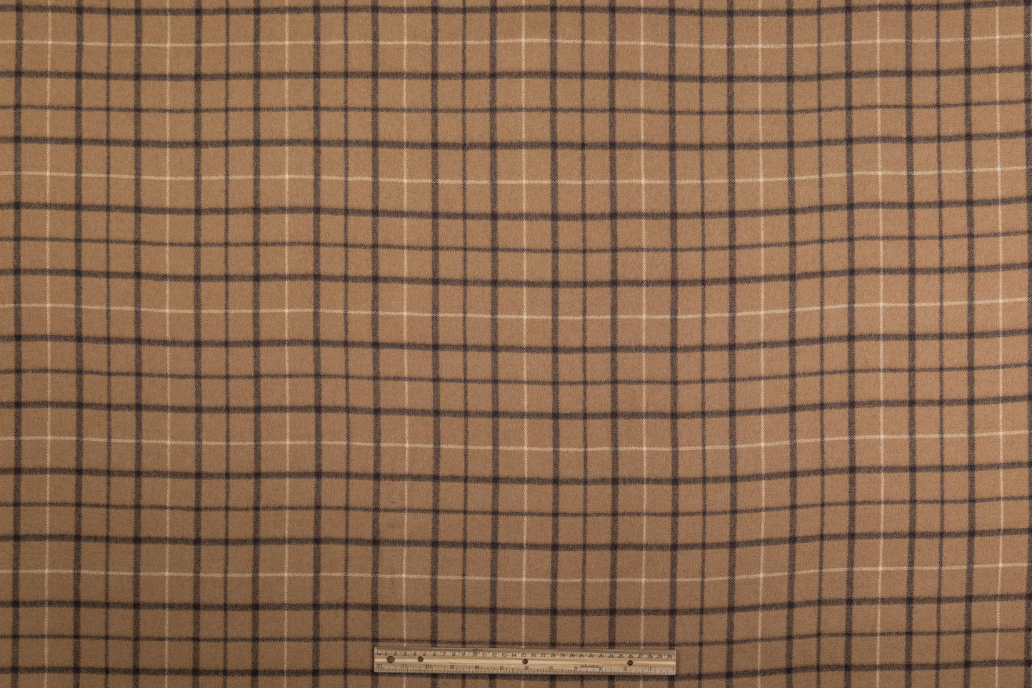 Double Faced Plaid Wool Coating - Camel